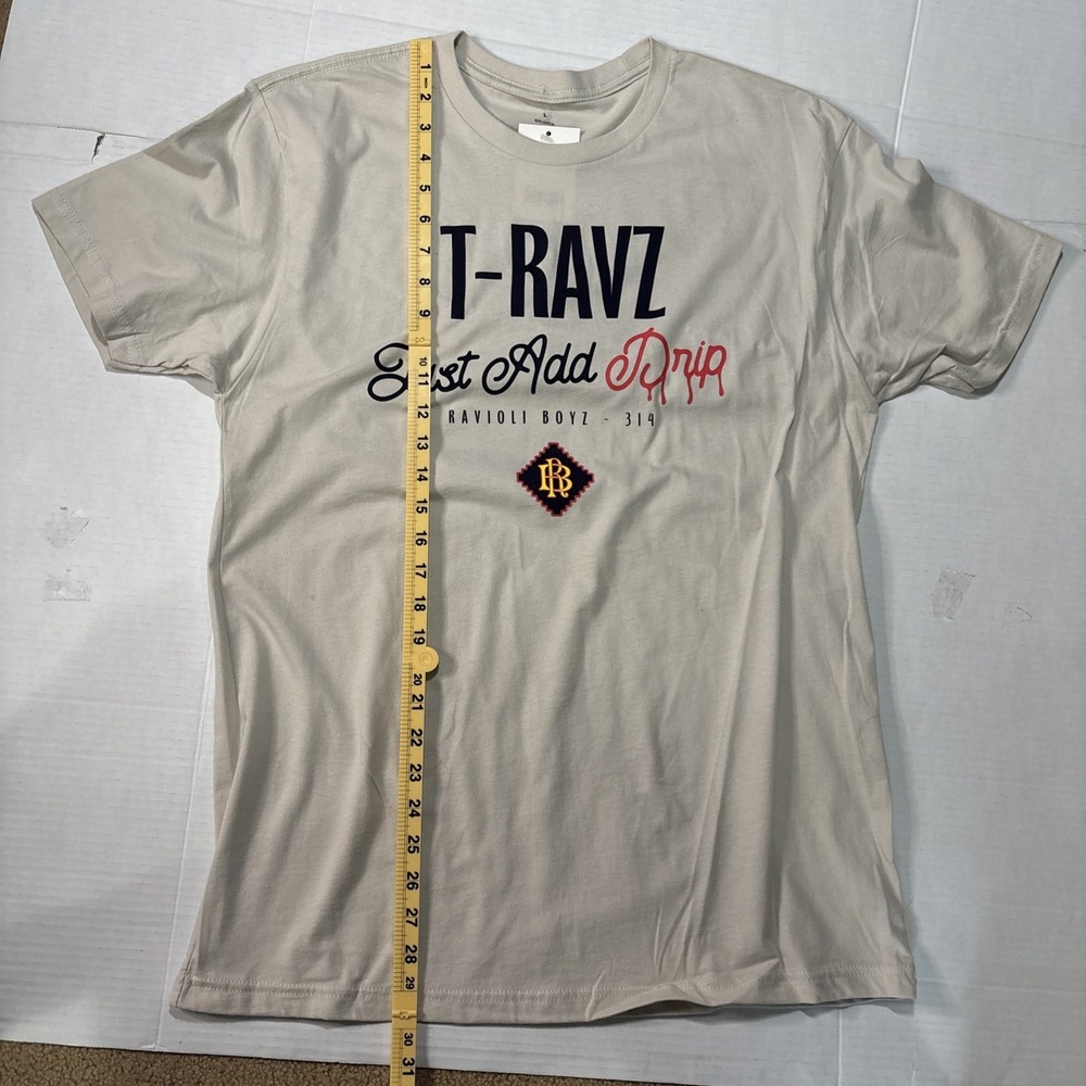 T-Ravz Just Add Drip T-Shirt Size Large NWT Beige Ravioli Boyz 314 - Picture 3 of 7